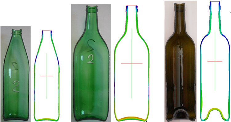 Comparison real bottles and simulated bottles