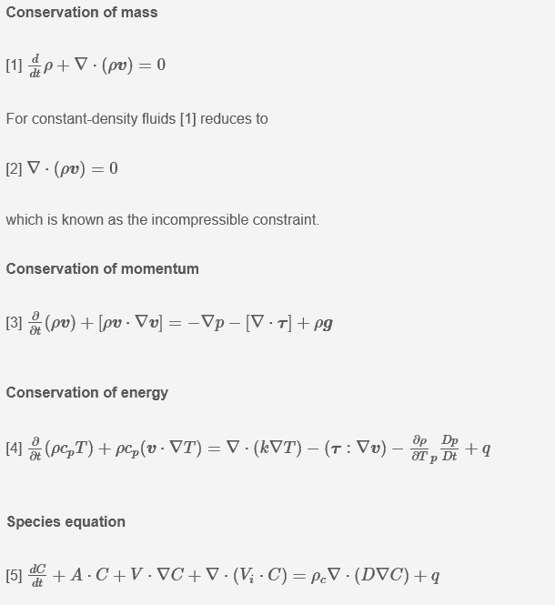 Navier-Stokes Gleichungen, die in der NOGRID Software verwendet werden