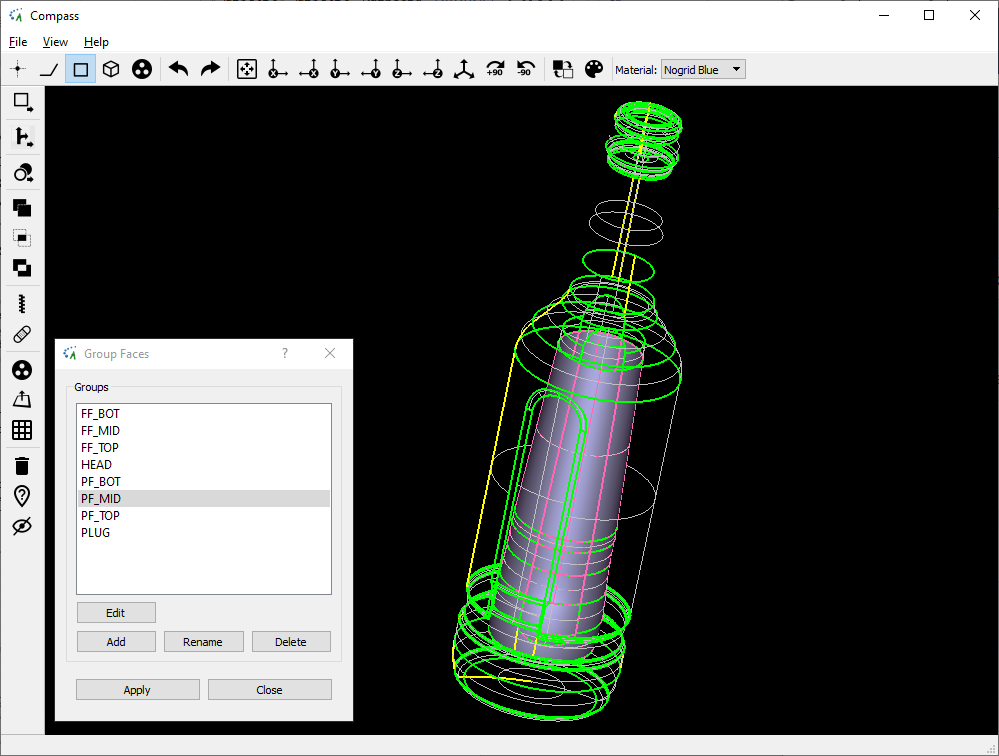 CAD model for 3D glass container in NOGRID's COMPASS